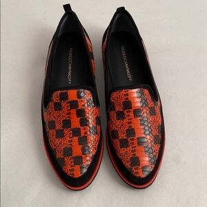 Rebecca Minkoff red and black checker leather slip-on shoes